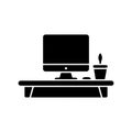 Minimal Workspace Setup Solid Icon for Productivity Space Royalty Free Stock Photo