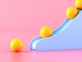 Minimal of yellow ball with blue slider on pink background. 3D rendering