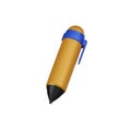 Minimal yellow pen edit icon. 3d render isolated illustration