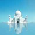 Minimalism Architecture White Mosque on a blue background. Generative AI