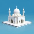 Minimalism Architecture White Mosque on a blue background. Generative AI