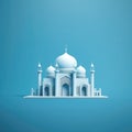 Minimalism Architecture White Mosque on a blue background. Generative AI