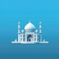 Minimalism Architecture White Mosque on a blue background. Generative AI