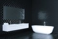 Minimalism bathroom in black interior 3D render version 1 Royalty Free Stock Photo