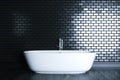 Minimalism bathroom in black interior 3D render version 4 Royalty Free Stock Photo