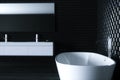 Minimalism bathroom in black interior 3D render version 3 close Royalty Free Stock Photo