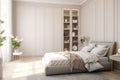 Minimalism bedroom with built in cabinets Royalty Free Stock Photo
