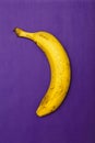 Minimalism conception: banana on blue and violet background. Top view, flat lay.