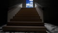 Minimalism stairs into the blue sky 3d illustration