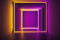 Minimalism interior with neon lights, 3d render, abstract background Royalty Free Stock Photo