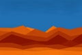 Minimalism landscape painting, african desert, simple color palette artwork. Minimal geometric shapes painted with dark blue sky a