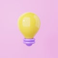 Minimalism light bulb with a blink on pink background. Object and creative idea symbol concept. 3D illustration rendering Royalty Free Stock Photo