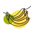 Minimalism line art illustration with banannas and stains Royalty Free Stock Photo