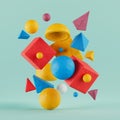 Minimalism Plasticine Clay Geometric Shapes Composition. 3d Rendering Royalty Free Stock Photo
