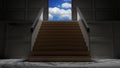 Minimalism stairs into the blue sky 3d illustration