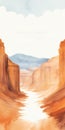 Minimalism Watercolor Painting With Canyon: Deuteronomy 31:6 Royalty Free Stock Photo