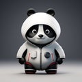 Minimalist 3d Panda Bear In Playful Lunarpunk Space Suit