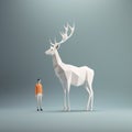 Minimalist 3d Stag And Man: Abstract Realism In Flat Perspective