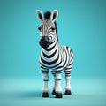 Minimalist 3d Zebra Model On Blue Background