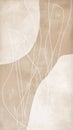 Minimalist abstract background featuring a harmonious blend of beige and white tones, with delicate curved lines
