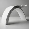 A minimalist, abstract composition with multiple sheets of white paper gracefully arched, forming a Royalty Free Stock Photo