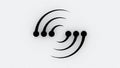 Minimalist abstract design of curved arcs and dots in a wave-like arrangement, symbolizing flow, energy, rhythm, and connectivity