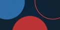 Minimalist abstract geometric design with bold red and blue colors. A modern, dynamic composition with curved shapes