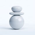 Minimalist abstract geometric figure composed of three smooth light grey spheres stacked vertically for modern design inspiration Royalty Free Stock Photo