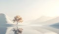minimalist abstract landscape with single tree and calm reflection soft neutral gradient background Royalty Free Stock Photo