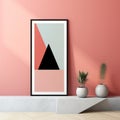 Minimalist Abstract Poster With Triangles And Leaves Royalty Free Stock Photo