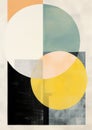 Minimalist abstract retro collage different color circles, powdery delicate colors, collage-style paintings