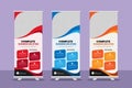 Minimalist abstract rollup banner template design for corporate agency with three color variations Royalty Free Stock Photo