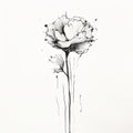 Minimalist Black And White Flower Drawing: Conceptual Minimalism And Delicate Still-life