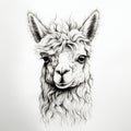 Minimalist Alpaca Head Silhouette Drawing In One Pencil Stroke