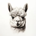 Minimalist Alpaca Head Silhouette Drawing With Single Pencil Stroke Royalty Free Stock Photo