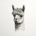 Minimalist Alpaca Head Silhouette Drawing With Single Stroke Of Pencil