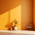 Minimalist Amber Room With Realistic Portrayal Of Light And Shadow