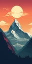Minimalist Annapurna Iii Poster With Flat Mountain Landscape Illustration