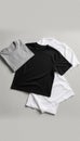 Minimalist apparel flat lay with basic tees, a new year declutter concept Royalty Free Stock Photo