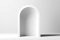Minimalist arch structure against a plain white background creating a modern aesthetic for interior design ideas Royalty Free Stock Photo
