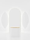 Minimalist arched display with subtle yellow accent on white background Royalty Free Stock Photo
