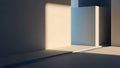 Minimalist architectural interior with geometric shapes and soft natural light casting shadows Royalty Free Stock Photo