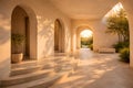 Dreams Style Architectural Arches with Warm Sunset Light Royalty Free Stock Photo