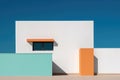 Minimalist Architecture in Bold Color Blocks. Generative AI