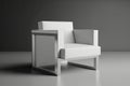 a minimalist armchair in monochromatic white, with a touch of luxury