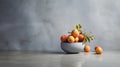 Minimalist Arrangement Of Oranges On Grey Wall