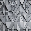 A minimalist arrangement of overlapping triangles in metallic tones, creating a futuristic and geometric design2, Generative AI