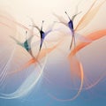Minimalist art style depicting aerial dance with feathers