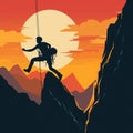 Minimalist Artwork of Rock Climbing with Adrenaline and Ambition