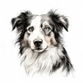 Minimalist Australian Shepherd Digital Airbrush Drawing By Keith Carter